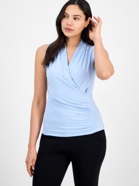 Anne Klein Women's Shirred Surplice-Neck Sleeveless Top Size XL NWT